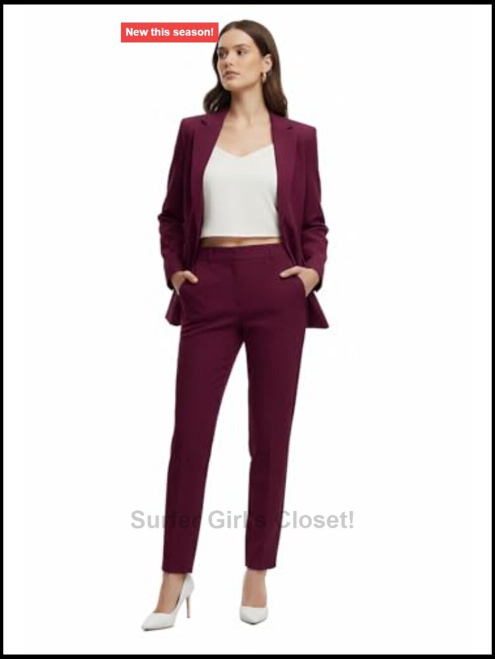 Women's 2 Piece Pant Suit Set Blazer Pants Business Professional Work - Picture 2 of 7